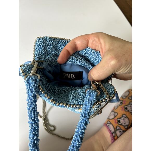 Zara Daisy Beaded Drawstring Mini Bucket Bag - Picture 4 of 4